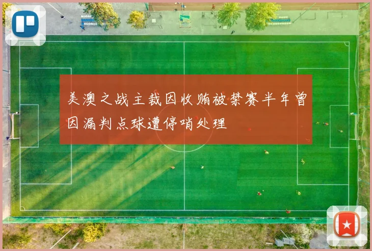美澳之战主裁因收贿被禁赛半年曾因漏判点球遭停哨处理